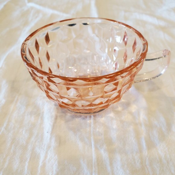 Vintage Cube "Cubist" Cup Pink Depression Glass - Picture 2 of 7